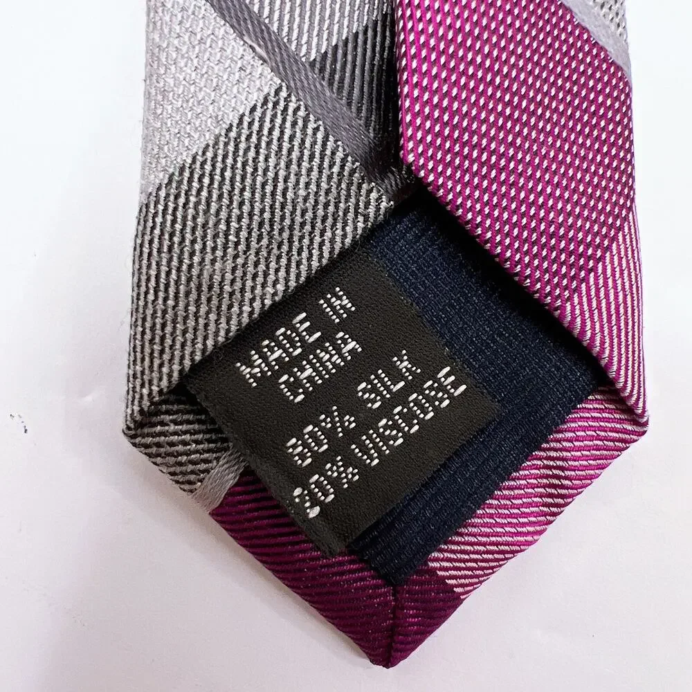 Michael Kors Ties Silk Blend Pink Purple Plaid Men Necktie Suit Formal 56.5x3.25
